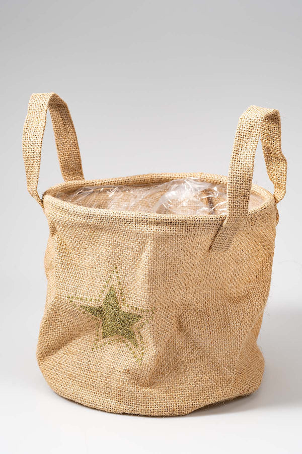 Groß Jutekübel "Goldstern" Produktfoto
