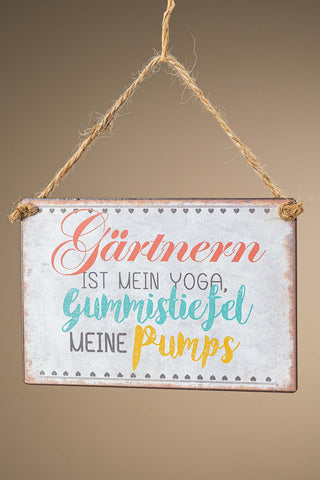 Schild "Gärtnern ist mein Yoga"